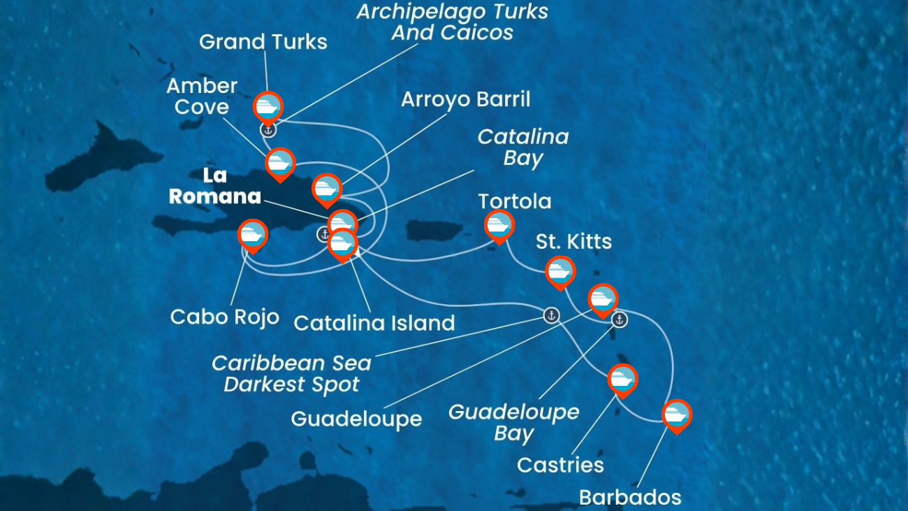 Crucero por Rep. Dominicana, Antillas, Islas Vírgenes, Turks e Islas Caicos - 14 Noches
