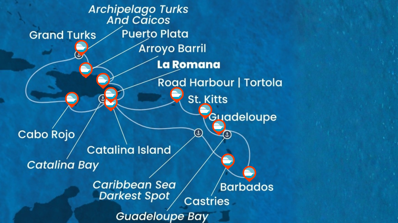 Crucero por Rep. Dominicana, Turks e Islas Caicos, Antillas, Islas Vírgenes - 14 noches