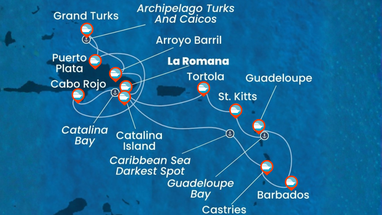 Crucero por Rep. Dominicana, Turks e Islas Caicos, Antillas, Islas Vírgenes (Año Nuevo) - 14 Noches