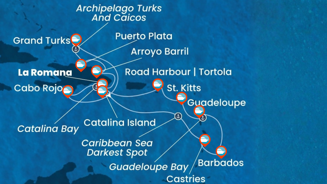Crucero por Rep. Dominicana, Antillas, Islas Vírgenes, Turks e Islas Caicos - 14 noches