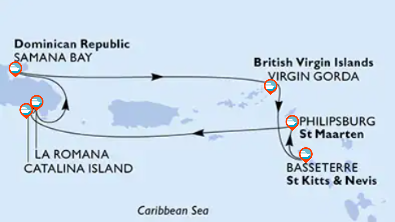 Crucero Caribe por Republica Dominicana, St. Maarten, St Kitts & Nevis e Islas Virgenes - 7 Noches