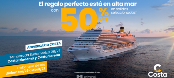 Costa Aniversario 🔥- Hasta 50% de Descuento🚢