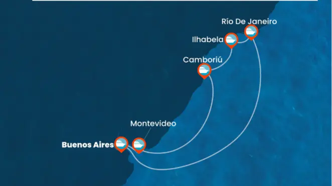 Itinerario de Crucero por Argentina, Uruguay y Brasil - 8 noches