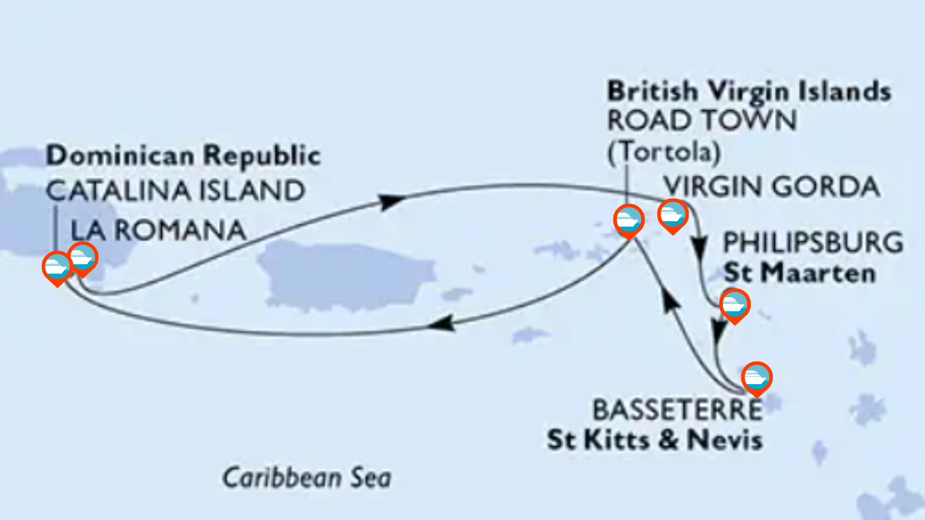 Crucero Caribe por Republica Dominicana, St. Maarten, St Kitts & Nevis e Islas Virgenes - 7 Noches