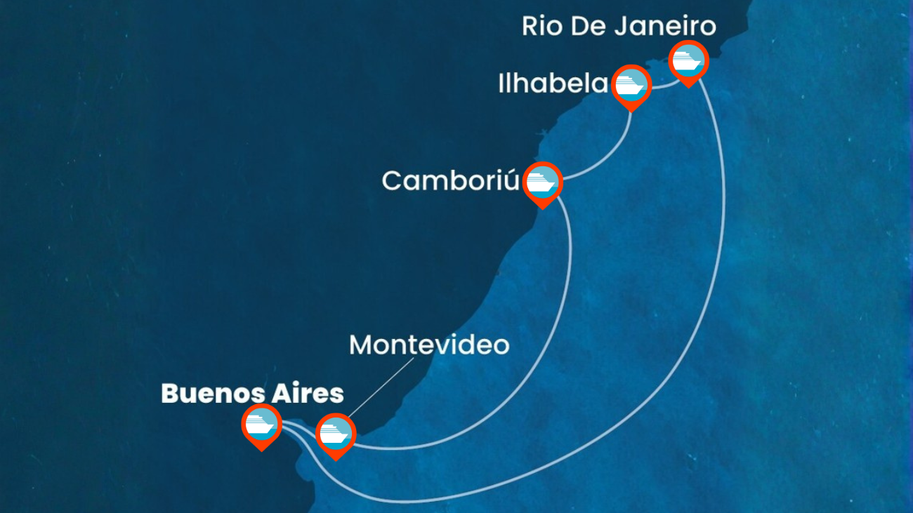Itinerario de Crucero por Argentina, Uruguay y Brasil - 8 noches