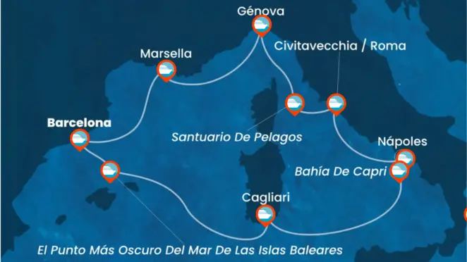 Itinerario de Crucero por el Mediterráneo Occidental desde Génova