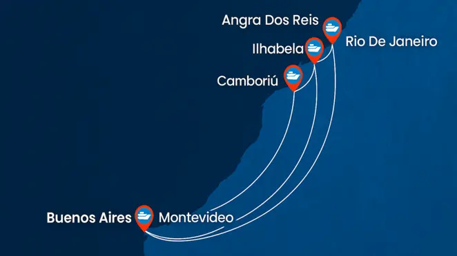 Itinerario de Crucero por Argentina, Brasil y Uruguay - 10 noches (Año Nuevo)