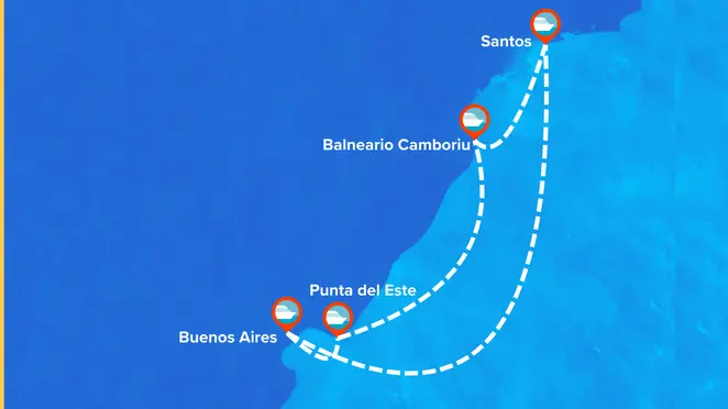 Itinerario de Crucero por Argentina, Brasil y Uruguay - 7 noches