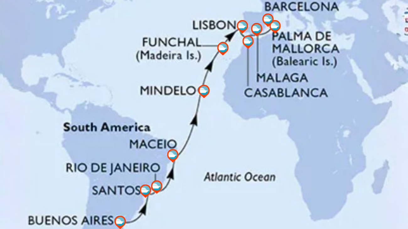 Transatlántico desde Argentina a Europa (Barcelona) - 24 Noches