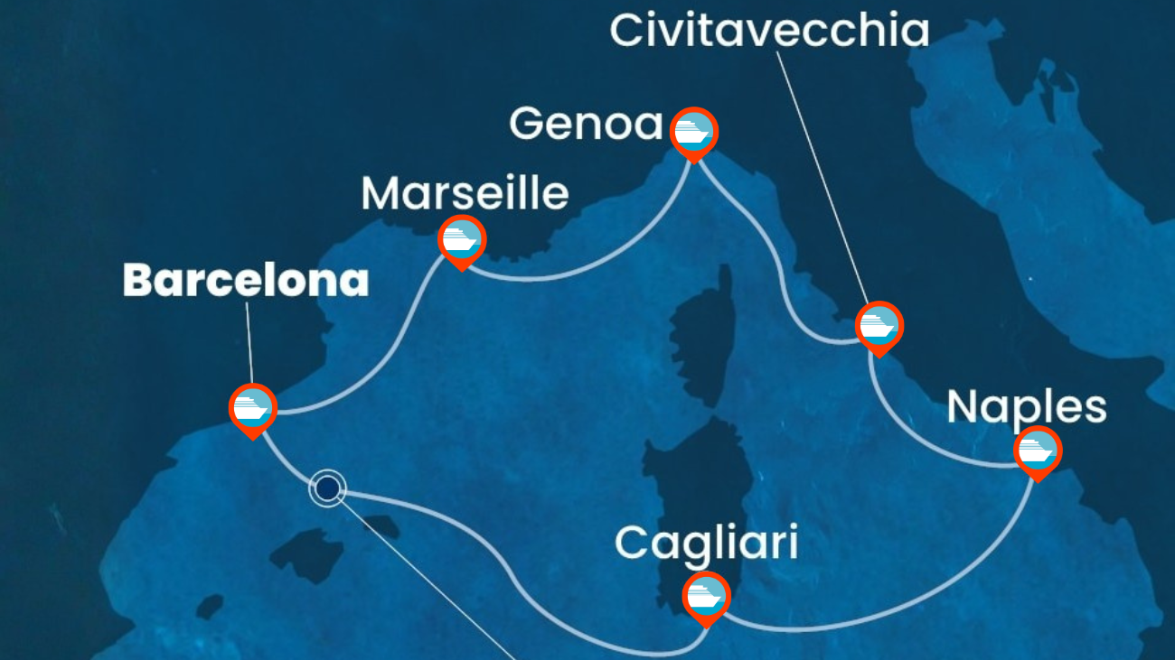 Itinerario de Crucero por el Mediterráneo Occidental desde Barcelona